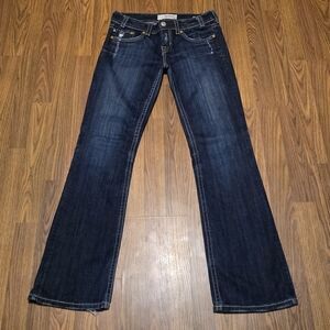MEK Denim Womens Handcrafted Bootcut Jeans Size 29 Distressed Dark Wash Y2K E86